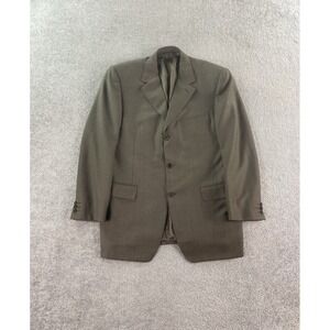 Vintage Canali Suit Jacket 42 R Taupe Wool Bidseye Luxury Premium Designer Italy